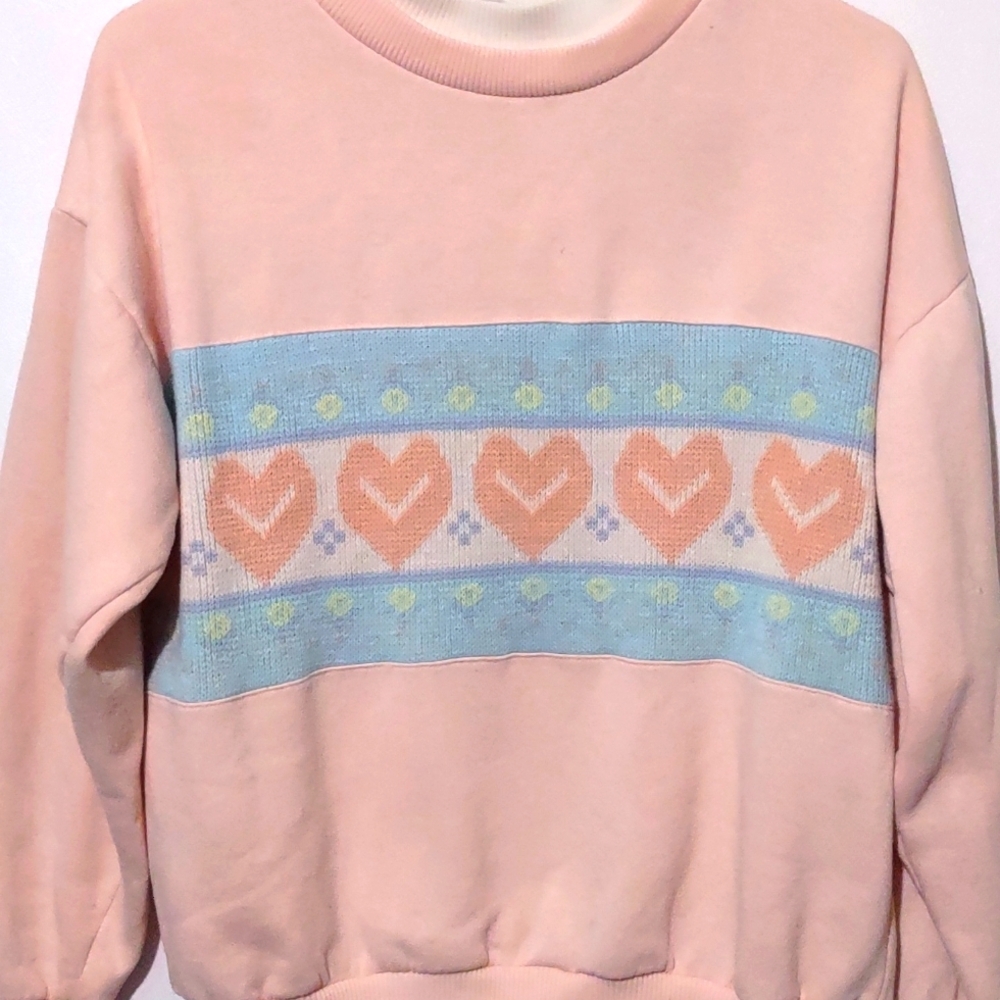 SOLD Vintage simply basic women's sweater preppy girly light pink sweater medium - Picture 2 of 9